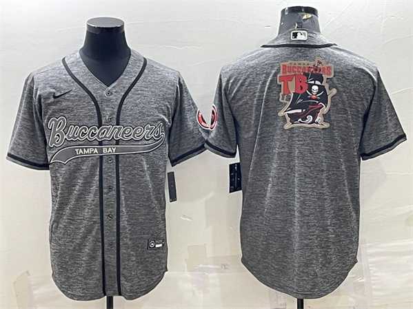 Mens Tampa Bay Buccaneers Gray Team Big Logo With Patch Cool Base Stitched Baseball Jersey->tampa bay buccaneers->NFL Jersey